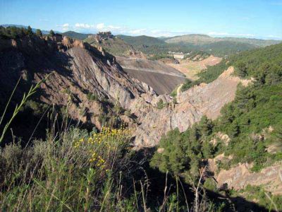 Fotos de la Muntanya de Sal de Cardona. Muntanya de residus salins amb xemeneies. Flora i formacions argiloses dels voltants de la Vall Salina. 15/062006
